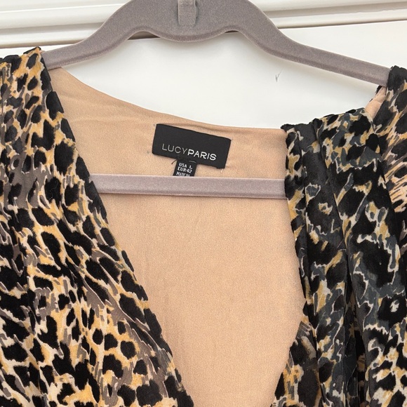 Lucy Paris Velvet Leopard Print Wrap Dress - Picture 6 of 7